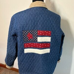 VTG Haiks Size L Quilted Denim Blue Jean Chore Coat Country American Corduroy​​